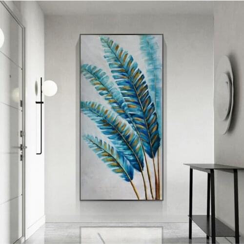 SELFLESSLY Big Size Wall Pictures Golden Feather Print Posters Abstract Canvas Paintings For Living Room Unframed