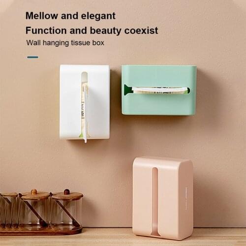 No Punching Wall Mounted Tissue Boxes Household Living Room Kitchen Storage Box Paper Towel Dispenser Home Napkin Organizer