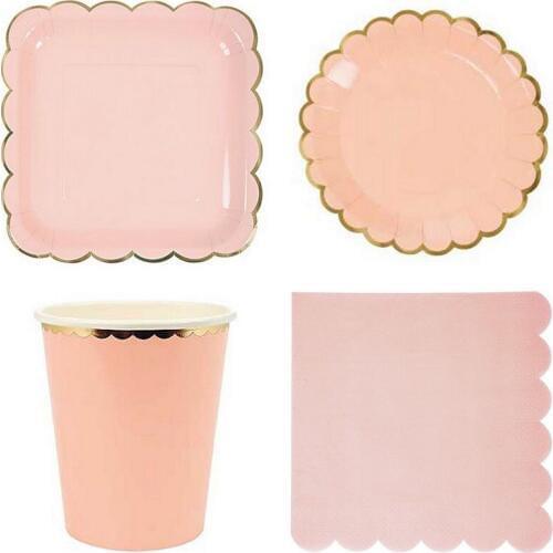 Disposable Party Tableware Sets, Gold Foil Paper Plates Cups Napkins Jagged Edge, Birthday Party Tableware Sets Festival Supply