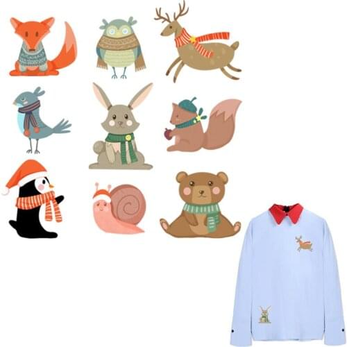 Forest Animal Patch Hot Tear Diy Heat Press Transfer Paper Hoodie Tops Clothing Stickers Heat Print On Baby Shirt