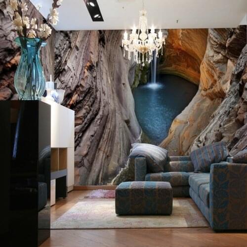 Custom 3D Stereo Large Mural Cave Waterfall Non-woven Wallpaper Printing Abstract Bedroom Living Room Backdrop Photo Wallpaper