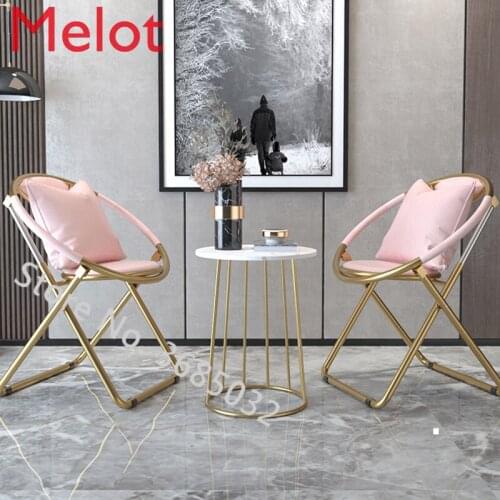 Portable Foldable Chair Nordic pink Balcony Lounge Stools Small Apartment Single Sofa Outdoor Simple Coffee Chair