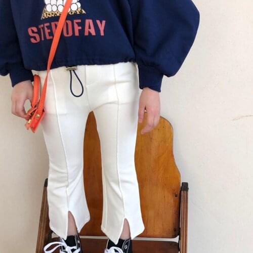 Baby Girls Flare Pants 2021 New Spring Kids Mid Waist Leggings Fashion Children Solid Elastic Waist Clothing Trousers 2-7T Pants