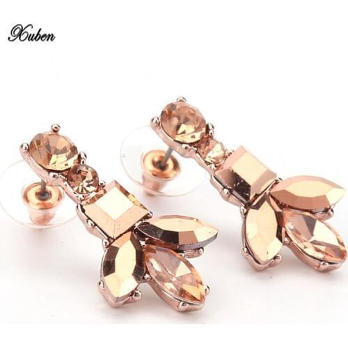 Luxury Colorful Geometric big gem earrings Statement Long chain crystal Earrings for women Jewelry Brinco