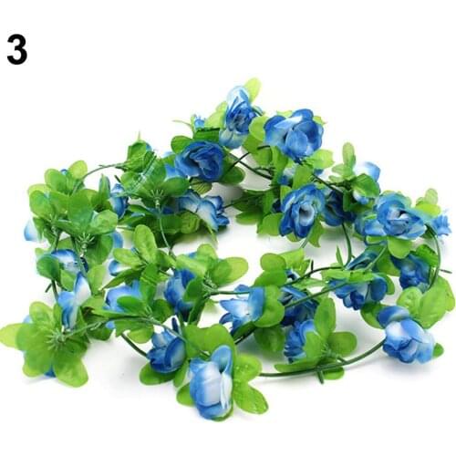2.2m Silk Artificial Roses Flowers Rattan String Vine with Green Leaves For Home Wedding Garden Decoration Hanging Garland Wall