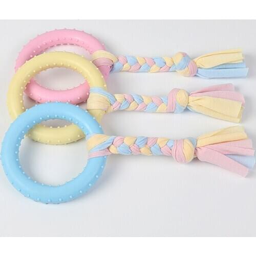 Dog Chew Round Ring Toy Pet Dental Care Rope Knot Interactive Toys Durable Puppy Training Molar Rubber Toy Tooth Cleaner