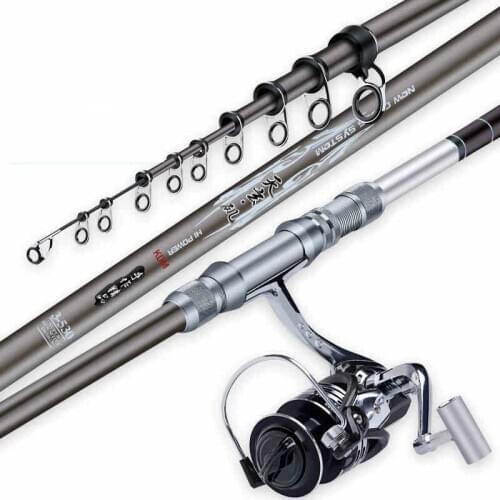 3# Rock Fishing Rod Carbon Fiber 3.6M 4.5M 5.4M 6.3M Spinning Rod Long Sections Positioning Telescopic Wedkarstwo Olta De Pesca