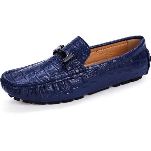 Concise Comfort Mens Shoes British Style Crocodile Pattern Fashion Men Leather Casual Shoes Large Size Leisure Business Loafers