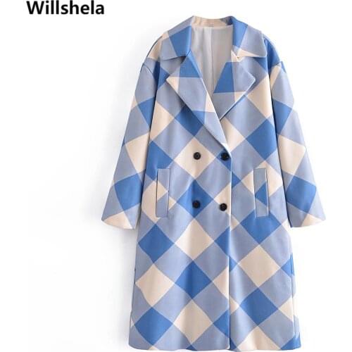 Женские синие пальто Willshela China At AliExpress