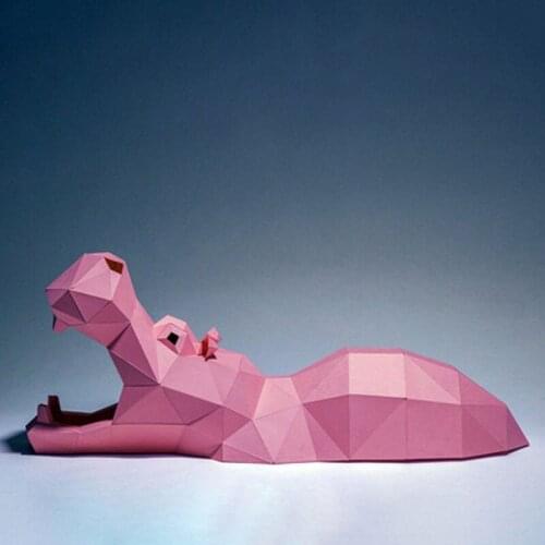 Wimming Hippopotamus African Animal Three-Dimensional Ornaments The Floor Lying On The Floor Handmade Paper Art DIY Paper Model