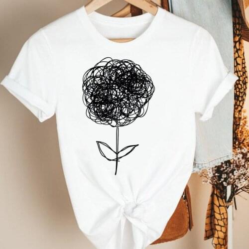 Women Clothes Flower Funny Painting 90s Cartoon Summer Short Sleeve Print Fashion Tshirt Female Tee Top Graphic T-shirt