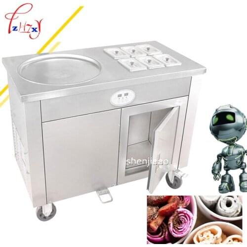 1PC single pot with cold storage cabinet commercial fried ice cream roll fried yogurt machine CBJY-1D6A fried milk roll machine