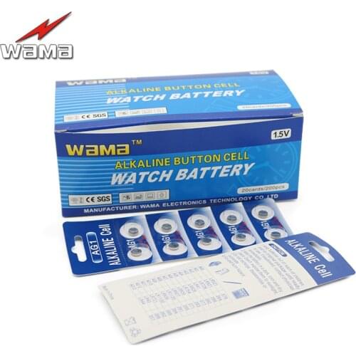 100pcs/10packs Wama AG1 LR621 1.55V Lithium Button Cell Coin Battery Wholesales Factory 364 SR621 164 Disposable Calculator Toys