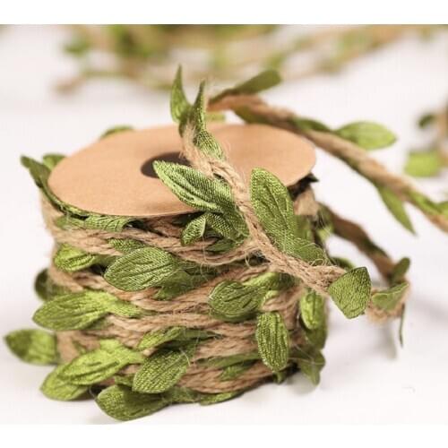 2M 5M 10M Simulation Green Leaves Weaving Hemp Rope DIY Wedding Birthday Decoration Rattan Vines Gift Bouquet Packaging Rope 5mm