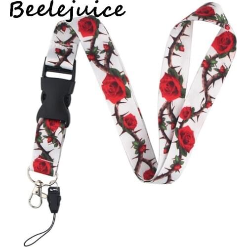 24pcs Feminist Rose Neck keychain necklace webbings ribbons Cartoon Neck Strap Lanyard ID badge holder Keychain Lanyards gifts