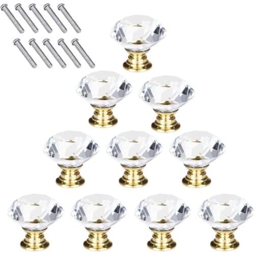 30mm Clear Crystal Glass Door Knobs Cupboard Cabinet Handle Drawer Pull Handle