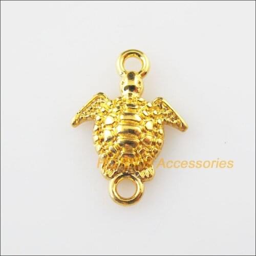 40Pcs Gold Color Animal Tortoise Charms Connectors Pendants 13.5x19mm