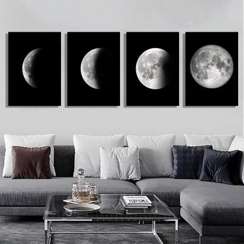 Abstract Moon Lunar Eclipse Phenomenon Picture Poster Canvas Painting Wall Art Print Decoration Mural For Modern Home Decor