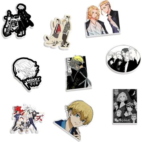 Acrylic Japanese Cartoon Tokyo Revengers Design Printed Planar Resins DIY Craft For 30pcs
