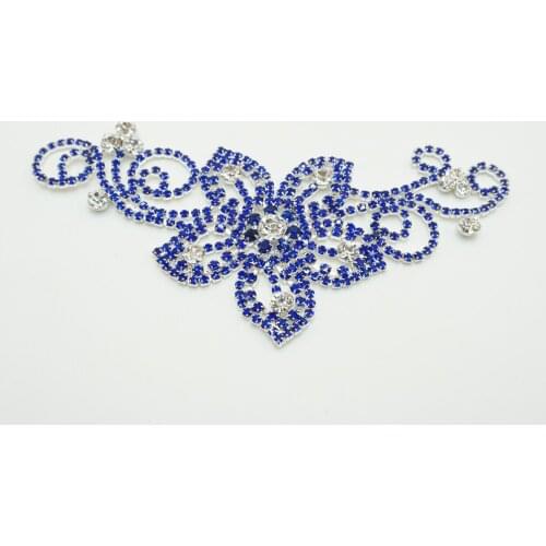 11.7 x 7.3 cm Crystal Rhinestones Applique for Wedding Dresses Hats Garment DIY Crafts Sewing Crafts Sapphire Blue Cusack