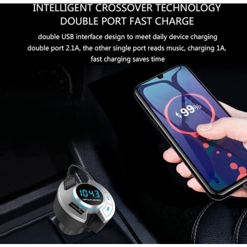 Bluetooth-compatible FM Transmitter Hands-free Car Kit Wireless Modulator Handsfree TF U Multifunction MP3 Player USB Charger