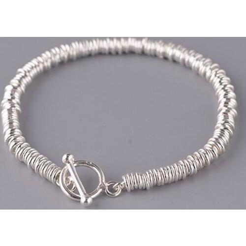 2021 S925 Silver Woman Bracelet Plain Silver Polishing Process Simple and Fresh Circle Multi-circle Silver Bracelet for Woman