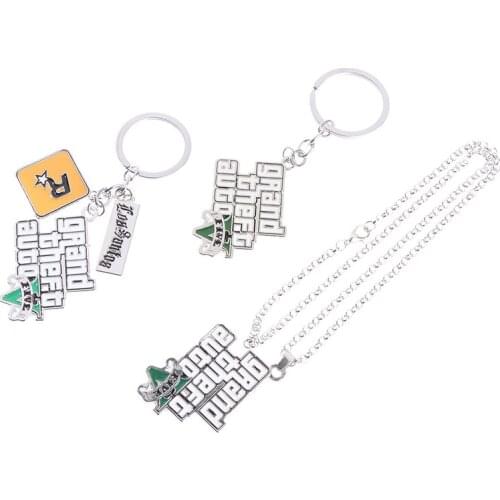 1Pc Muti-Pendant Key Holder Game Accessories Mens Car Pendant GTA Metal Keychain