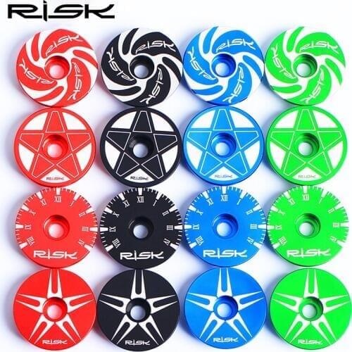 RISK Colorful CNC Aluminum Bicycle Headset Cap For Mountain Road Bike 1 1/8" (28.6mm) Steerer Fork Headset Stem Top Cap 9.2g/pcs