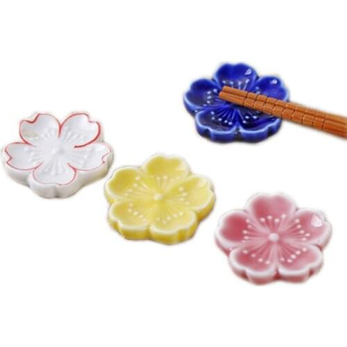Japanese Style Ceramic Cherry Blossom Chopsticks Stand Multicolor Cherry Blossom Chopsticks Rack Pen Holder Ceramic Crafts