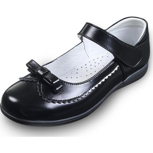 Childrens Flat Leather Shoes 2020 Spring & Fall Girls Black Bow Lace Spliced Princess Shoes Female Kids Cute Single Shoes X111