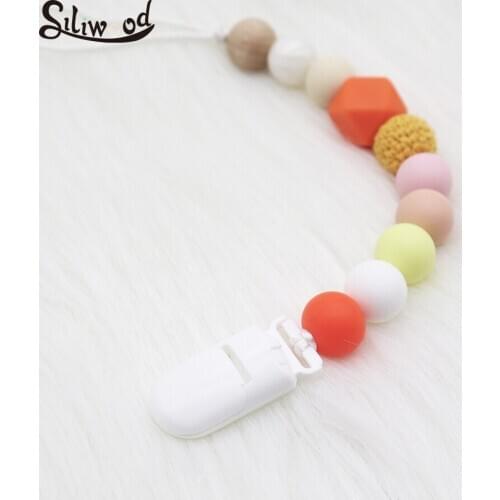Baby Silicone Pacifier Clips Teething Beads Silicone Pacifier Chain Dummy Holder For Nipple Attachment Baby Soother Chew Toys