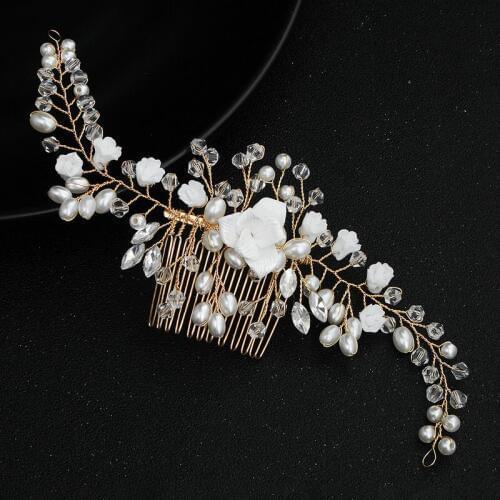 Bridal Flower Hair Vine Hair Comb Crystal Pearl Bridal Wedding Hair Accessories