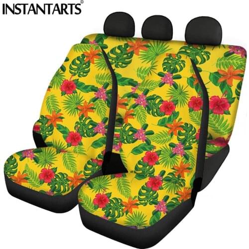INSTANTARTS Tropical Plants Prins Slip-Resistant Front/Back Car Seat Covers Heavy-Duty Car Interior Decor Car Seat Cushion Soft