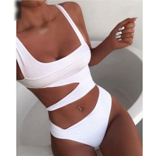 Kayotuas Women Bikini Bodysuit Swimsuit Sexy Black White Solid Leopard Swimwear Swimsuit Push-Up Bathing Suit Hot Beachwear