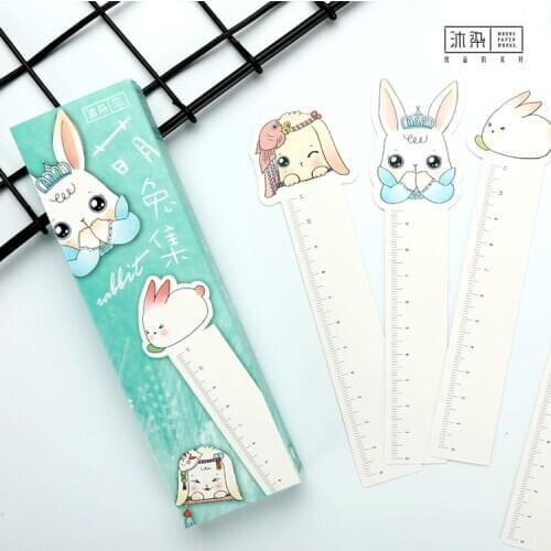 Journamm 30pcs/box Kawaii Rabbit Ruler Irregular Bookmarks for Novelty Book Reading Maker Page Writing ToolPaper Ruler Bookmarks