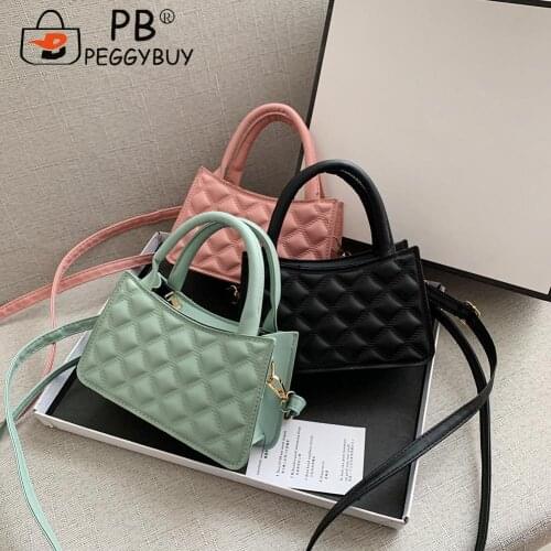 Fashion Women PU Lattice Pattern Messenger Bag Casual Ladies Solid Color Casual Handbag Crossbody Bags for Women Phone Girl