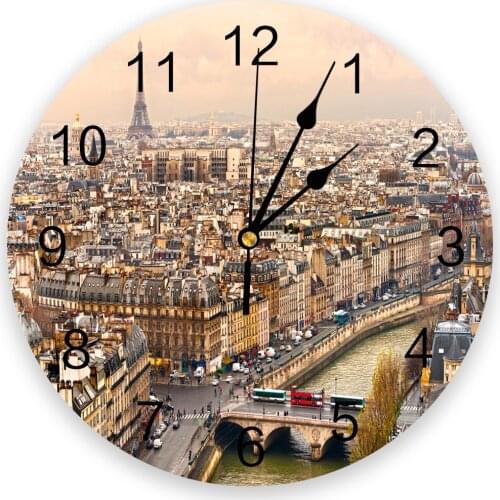 Building Bridge City Car Pier Vehicle Living Room Clock Wall Round Clocks Decor Home Bedroom Kitchen Decoration Wall Clocks