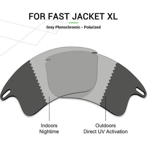 Mryok POLARIZED Replacement Lenses for Oakley Fast Jacket XL Sunglasses Grey Photochromic