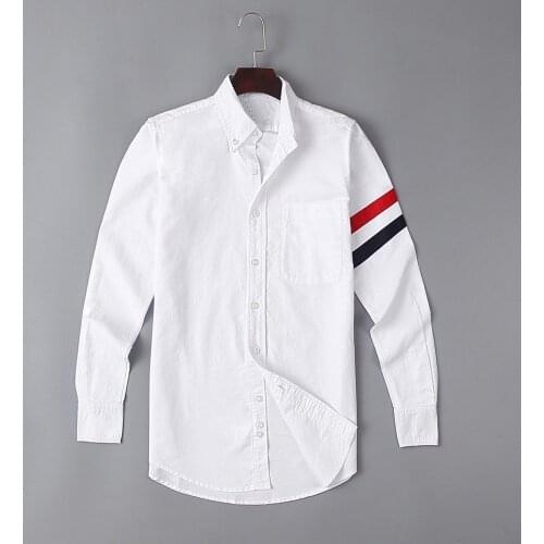 New 19ss Men Oxford Classic stripe Fashion Cotton Casual Shirts Shirt high quality Pocket long-sleeves Top M 2XL #G71