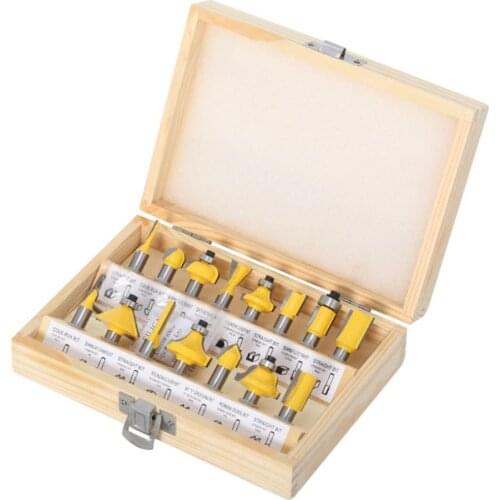 15PCS Milling Cutter Set Durable Woodworking Cutting Tools Cutter Wood Bits Tungsten Carbide Cutting Woodworking Trimming #W0