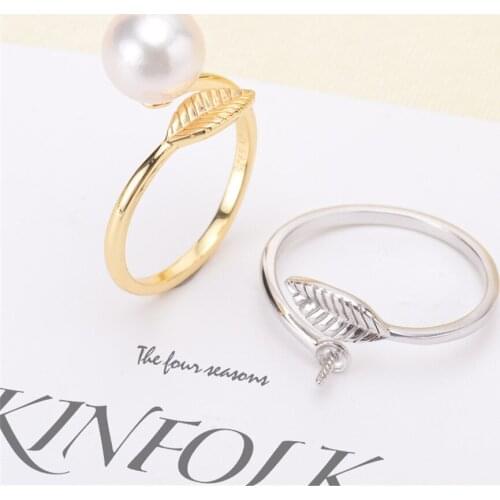 Real Silver S925 Plated Ring Empty Care DIY Accessories Pearl Ring Adjustable Set Semi-finished Products Woman Ring Wholesale