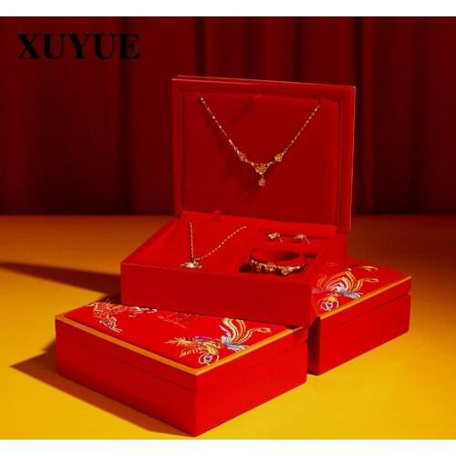 New jewelry box red velvet happy word jewelry box gold ring storage box wedding jewelry wedding packaging box in stock