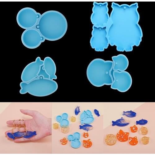 Listed Pendants Cat Dog Hanging Tag Silicone Casting Mold Owl Pet Keychain Epoxy Resin Mold For DIY UV Jewelry Craft Making Tool