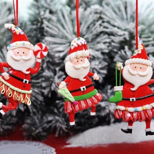 Happy New Year Christmas Ornaments DIY Xmas Gifts Santa Claus Candy Cane Stool Tree Pendant Doll Hanging Ornament for Home Decor