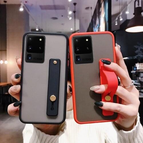 Shockproof Bumper Phone Case For Samsung Galaxy A50 A51 S21 S20 S10 S8 S9 Plus Wrist Strap Stand Soft Clear Back Cover
