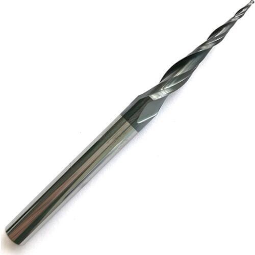 Tip radius=0.5mm hrc55 R0.5*D6*30.5*75L*2F Tungsten solid carbide Coated Tapered Ball Nose End Mills taper and cone endmills
