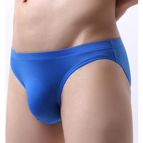 Sexy Men Underwear Seamless Briefs Shorts Ice Silk Breathable Slim Solid Low Rise U Convex Pouch Underpants Cueca masculina S-XL