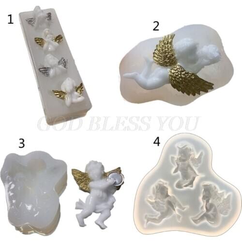 Cute Baby Angel Wing Love Heart Prayer Pendant Keychain Silicone Resin Mold Angel Epoxy Resin DIYJewelry Making Tools