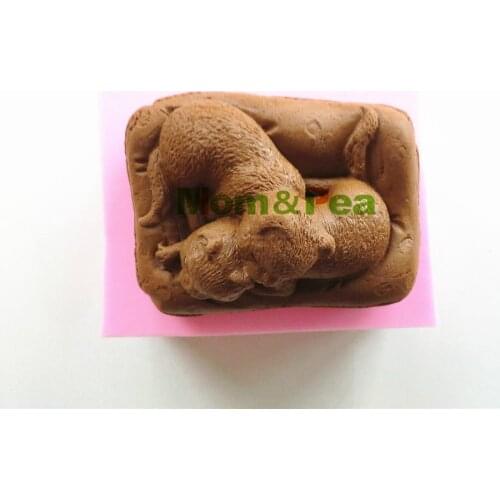 Mom&Pea 0470 Free Shipping Two Cats Shaped Silicone Mold Cake Decoration Fondant Cake 3D Mold Soap Mold