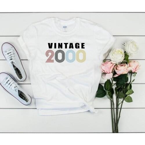 21th birthday Vintage retro 2000 T-shirt Harajuku aesthetic Plus Size cotton O Neck Female Clothing Unisex Top Tee y2k top